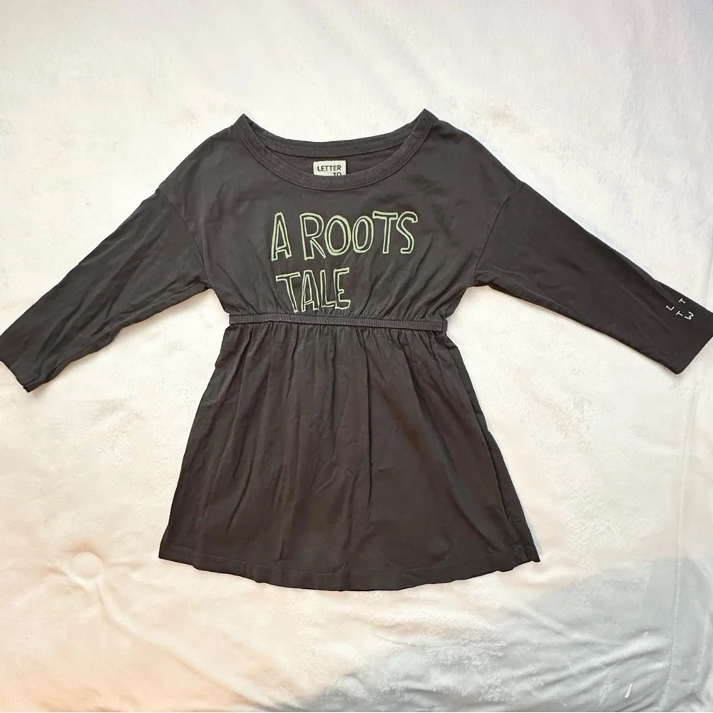 Letter to the World Charcoal Spruce “A Roots Tale” Toddler Dress Girls 2/3T Gray